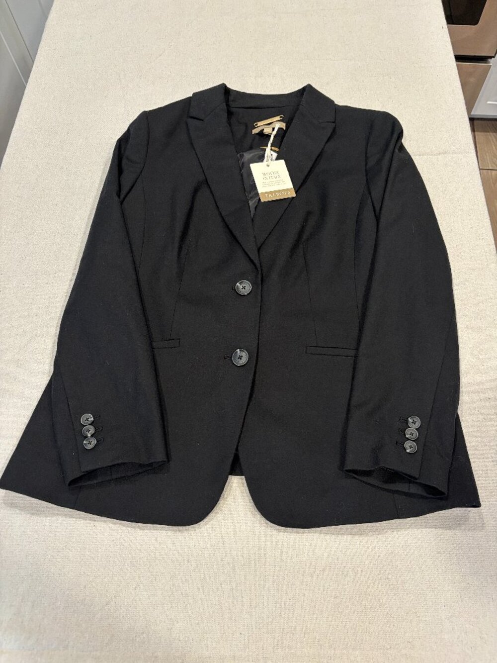 Talbots Wool Blazer Womens Size 12P Italian Black Single Breast NEW